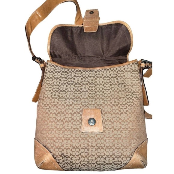 Coach Vintage Crossbody Bag Canvas Leather Trim Brown Beige - Picture 8 of 15